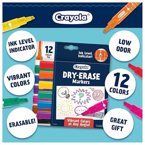 Crayola Take Note Dry Erase Markers for School (12ct) Teacher Classroom Supplies, Chisel Tip Whiteboard Markers, Spring Crafts, Low Odor thumbnail 10