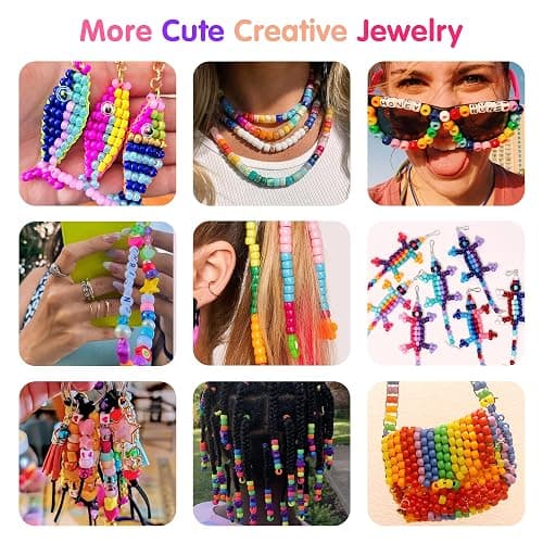 Redtwo 7 Boxes 5000 Pcs Pony Beads Kit, 144 Colors 6x9mm Kandi Beads for Friendship Jewelry Bracelet Making Kit, with 600+Pcs Letter Bead, DIY Crafts Gifts for Tween Girls Kids thumbnail 3
