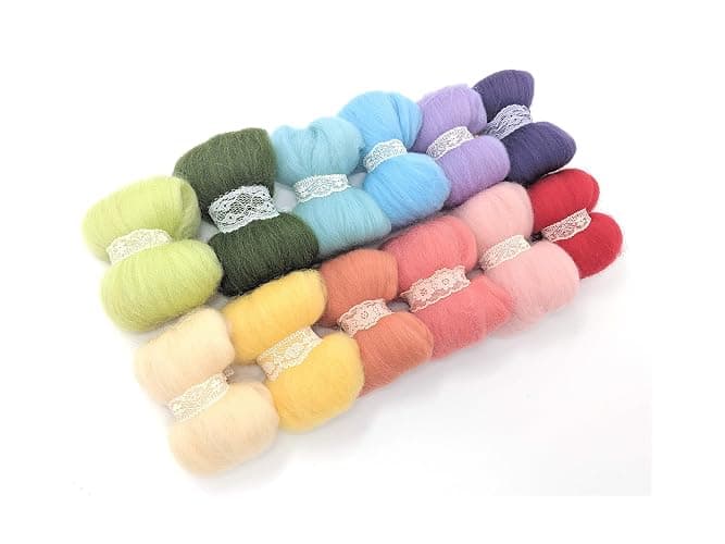 Cool Beans Boutique C Needle Felting Wool Set of 10 Colors (8 Grams Each Color) - Choose from Pastel Spring, Bold Summer, Warm Harvest Autumn, and ICY Blue Winter Series (Rainbow) thumbnail 6