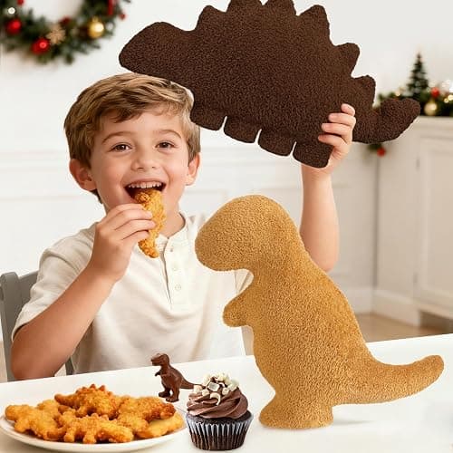 Dino Nugget Pillow Plush Birthday Gifts for Boys Girls, Chicken Dino Nuggets Plush Pillow Funny Easter Gifts , Dinosaur Stuffed Animals Dinosaur Gifts Birthday Present for Kids Teens(Small, Tyran Rex) thumbnail 2