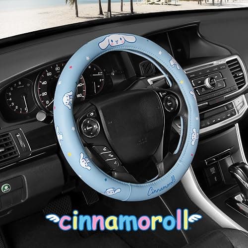 Sanrio Hello Kitty and Friends Cinnamoroll Blue Car Steering Wheel Cover, Universal Fit Cute Accessories for Women Stylish Decor Gifts Hello Kitty Car Accessories - Fits Standard Wheels 14.5"-15" thumbnail 2