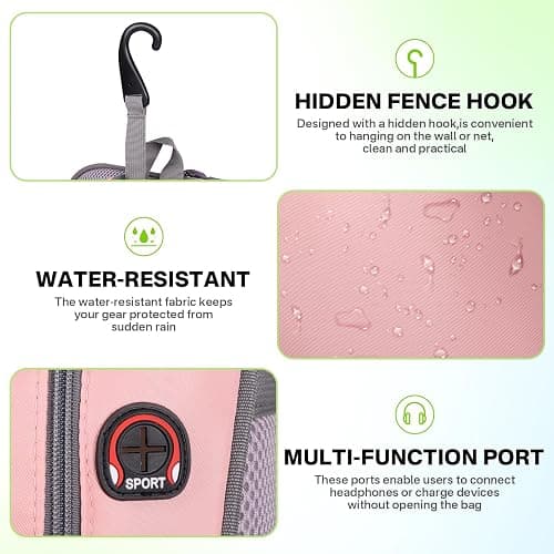 JKAOO Tennis Bags for Women, Waterproof Tennis Sling Crossbody Shoulder Backpack Holds 2 Rackets, Tennis Racket Bag for Pickleball Badminton thumbnail 7