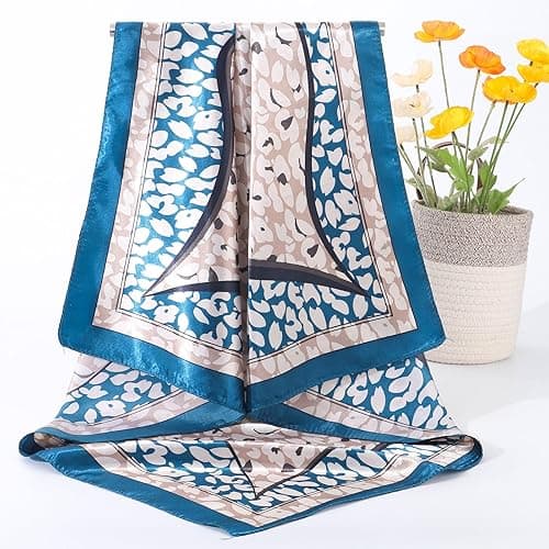 AWAYTR 35” Satin Large Square Head Scarves - 4PCS Silk Like Neck Scarf Hair Sleeping Wraps Satin Silk Scarfs for Women thumbnail 6