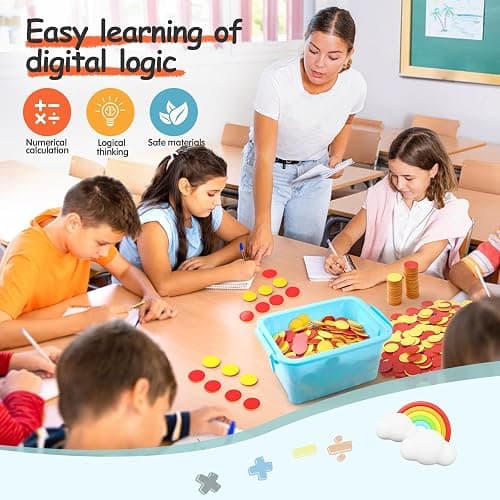 stochastic box Counters for Kids Math 800 pcs Plastic Two-Color Red and Yellow Counter,Double Sided Counters Educational Toys to Help Kids Learn thumbnail 4