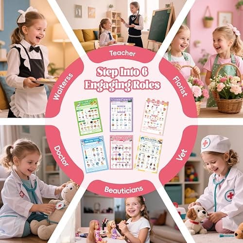 MOMOTONX 6 Pack Kids Pretend Play Notepads for Girls | 40 Pages Kids Playtime Pads, 4'' x 6'' Imaginative Role Play Activity Pads, Educational Toys for Toddlers thumbnail 4