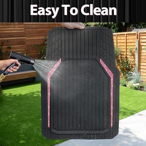 CAR PASS Pink Heavy Duty Rubber Floor Mats for Car, Waterproof Liner Deep Dish Bling Car Mats Full Sets, Universal Trim to Fit for SUV Truck Sedans Vans, All Weather Floor Mats, Pink Sparkly thumbnail 5