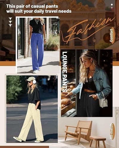 Neer 3 Pack Women's Baggy Sweatpants with Pockets, Wide Leg Yoga Pants Cozy Thick Lounge Pants Drawstring Casual Loose Jogger thumbnail 4