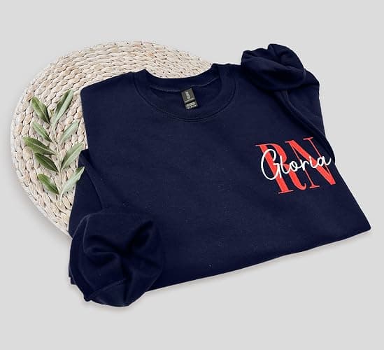 RN LN LPN Nurse Sweatshirt Licensed Nurse Registered Nurse Licensed Practical Nurse Hoodie Custom Add Your Name Long Sleeve. thumbnail 5