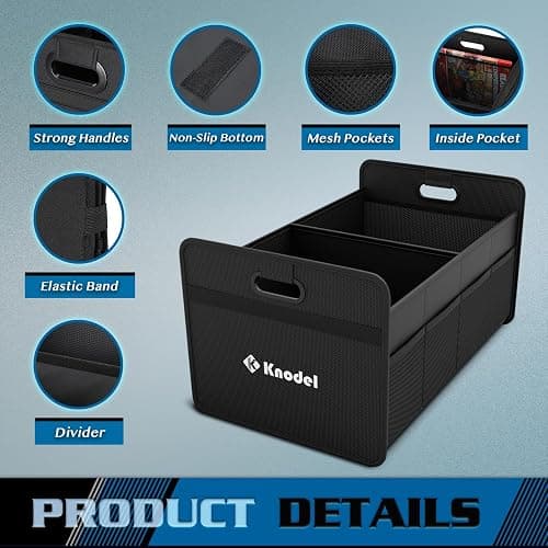 K KNODEL Car Trunk Organizer, Foldable Organizer for Car, Automotive Consoles & Organizers, Storage with Reinforced Handles (Medium, Black) thumbnail 3