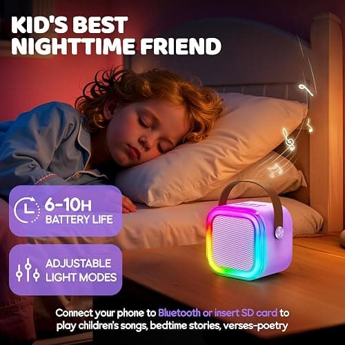IROO Mini Karaoke Machine for Kids, Birthday Gifts Toys for Girls Ages 3-12 | 2 Wireless Mics, 5 Voice Effects & 1-Month KaraFun Premium, Bluetooth Speaker, Portable MP3 Player For Family Home Party thumbnail 9