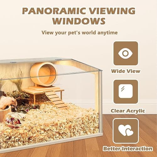 Hamster Cage Chewproof, Large Hamster Cages and Habitats, Openable Top with Acrylic Sheets, Solid Built thumbnail 5