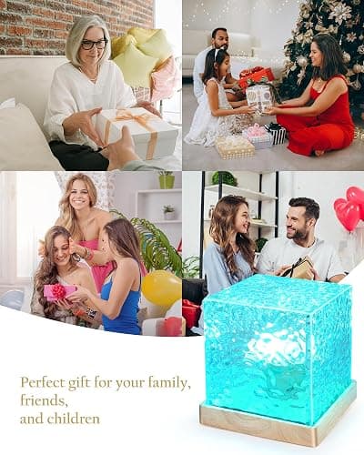 Deogos Lava Lamp,5.1 inch Ocean Wave Projector Light Northern Lights Cube Aurora Glow Sunset Lamp,16 Colors Gradual Rotating with Remote Control for Bedroom Living Room and Game Room Decor thumbnail 7