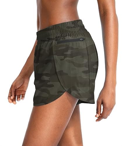 Soothfeel Womens Running Shorts with Zipper Pockets 3"/5" High Waisted Athletic Gym Workout Shorts for Women with Liner thumbnail 2