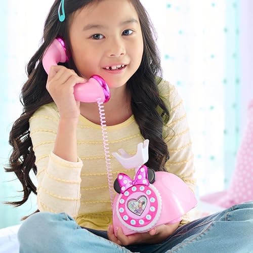 Disney Junior Minnie Mouse Ring Me Rotary Style Phone with Lights and Sounds, Pink, Kids Toys for Ages 3 Up by Just Play thumbnail 2