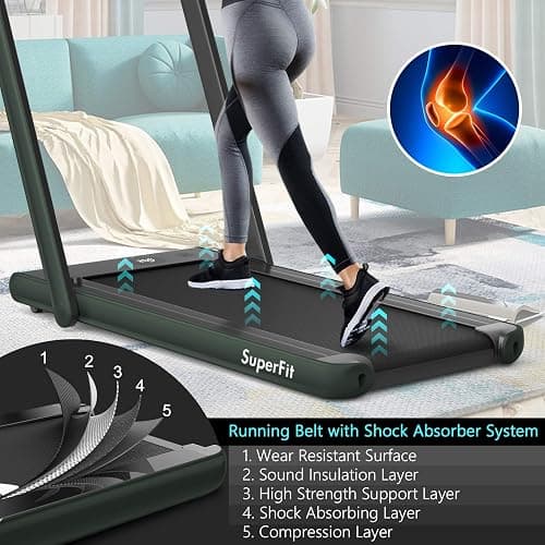 Goplus 2 in 1 Folding Treadmill with Dual Display, 2.25HP Superfit Under Desk Electric Pad Treadmill, Installation-Free, Blue Tooth Speaker, APP Control, Remote Control, Walking Jogging for Home thumbnail 5