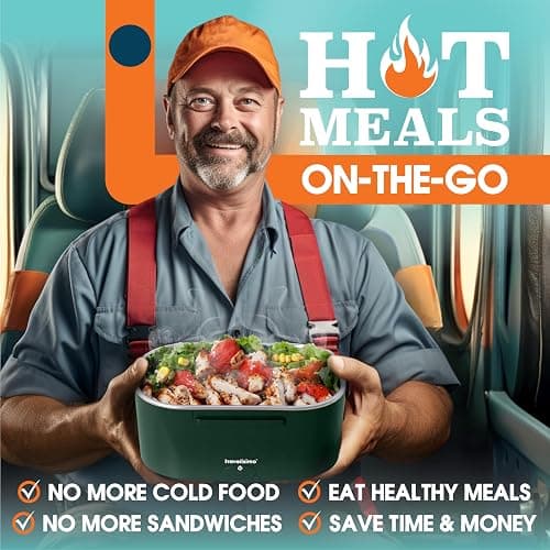 TRAVELISIMO Electric Lunch Box for Adults 80W Heated Lunch Box For Men 1.5L Stainless Steel Portable Food Warmer, 12/24/110V Electric Food Warmers for Travel & Work, Loncheras Para Hombres de Trabajo thumbnail 2