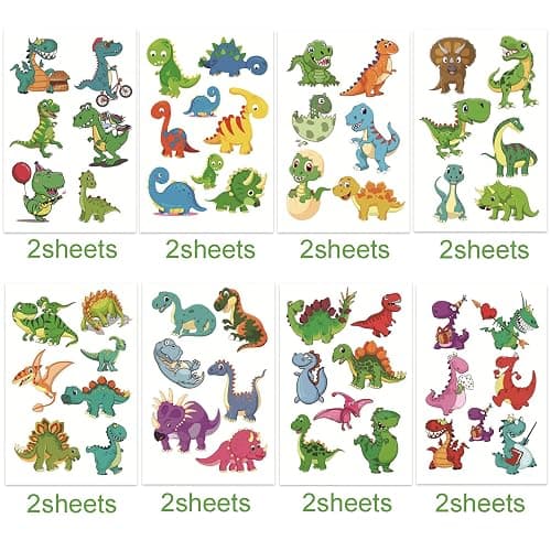 Temporary Tattoo Kids for Birthday, 104pcs Dinosaur Tattoos Stickers for Boys Girls Individually Wrapped, Realistic Temporary Tattoos Paper Adult Women for Party Favors thumbnail 4