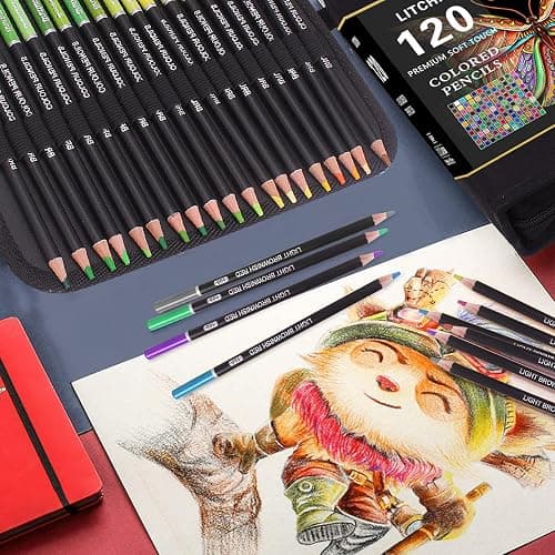 120 Colouring Pencils Zip-Up Set Perfect for Drawing, Sketching, Shading & Coloring, Vibrant Coloured Pencils for Adults & Pro Artists thumbnail 5