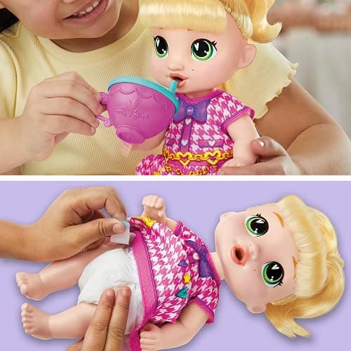 Baby Alive Bubbly Tea Party LaLa GooGoo Doll with Teapot Accessories, Blonde Hair, 11 Inches, Kids Toys, Ages 3+ thumbnail 5
