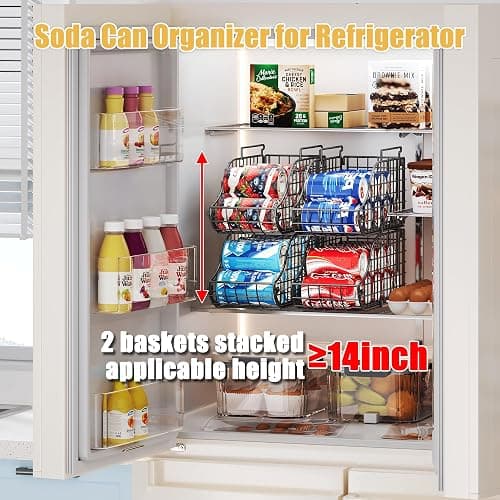 Sonyabecca 4-Pack Stackable Can Rack Organizer for Kitchen Pantry | Soda Can Organizer and Food Storage Dispenser for Pantry Cabinets. Foldable Wire Rack Keeps Canned Food Organized thumbnail 4