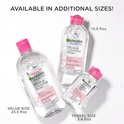 Garnier Micellar Cleansing Water, All-in-1 Makeup Remover and Facial Cleanser, For All Skin Types, 3.4 Fl Oz (100mL), 1 Count (Packaging May Vary) thumbnail 9