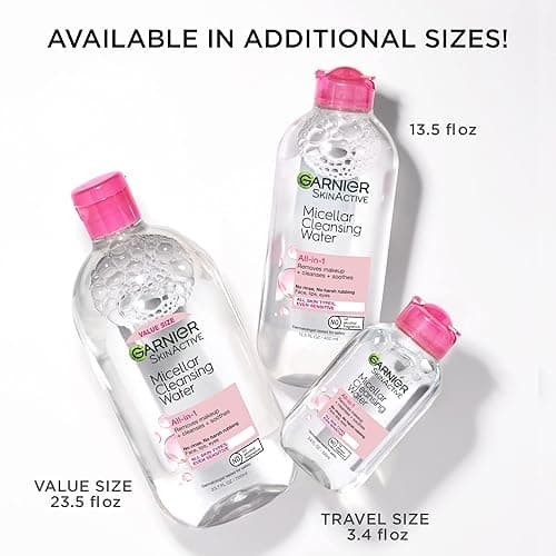 Garnier Micellar Cleansing Water, All-in-1 Makeup Remover and Facial Cleanser, For All Skin Types, 3.4 Fl Oz (100mL), 1 Count (Packaging May Vary) - 3.4 Ounce thumbnail 9