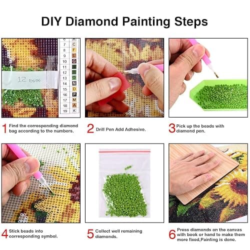 KTHOFCY 5D DIY Diamond Painting Kits for Adults, Wooden House and Sunflowers Full Drill Embroidery Cross Stitch Crystal Rhinestone Paintings Pictures Arts Wall Decor Painting Dots Kits 11.8X11.8 inch thumbnail 5