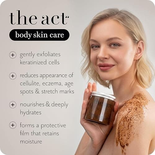THE ACT Coffee Body Scrub with Salt & Cocoa – Exfoliating Scrub for Cellulite, Stretch Marks, Ingrown Hair – Organic Moisturizing Body Scrub with Vitamin E & Menthol – Gift for Women & Men, 10.58 Oz thumbnail 3