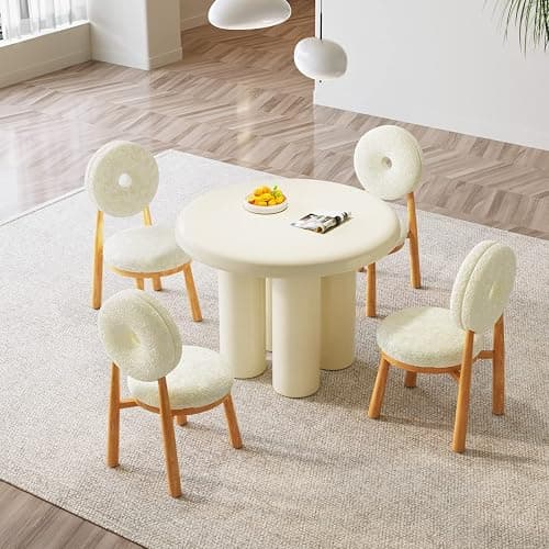 Guyii Cream White Dining Table, Round Kitchen Table, Modern Dining Room Table for Kitchen, Bar, Living Room, Table Only thumbnail 8