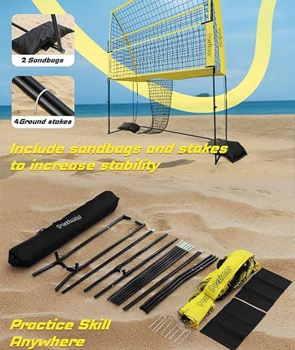 Volleyball Training Net System,7 Adjustable Heights Practice Equipment Net Station,Improve Volleyball Serve&Spike Skills with Ball Return, Portable &Easy Setup for Backyard Individual &Team Practice thumbnail 7