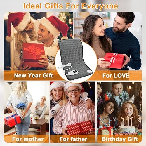 Deepsoon Heating Pad,Electric Heating Pads for Back,Neck,Abdomen,Moist Heating Pad for Shoulder,Knee,Arms,Legs,Dry/Moist Heat & Auto Shut Off,Birthday Gifts for Men and Women,Dark Gray,24x12 Inch thumbnail 6