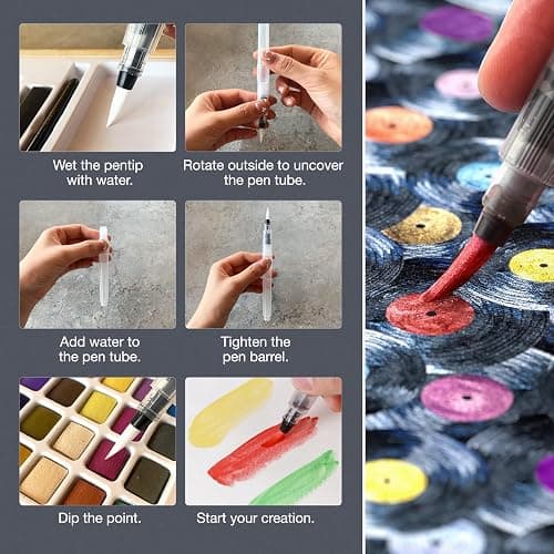 Watercolor Paint Set,100 Colors in Nature Bamboo Box,Portable Water Colors Kit with Papers and Brush Pens,Great for Kids Adults Beginners & Professionals thumbnail 6