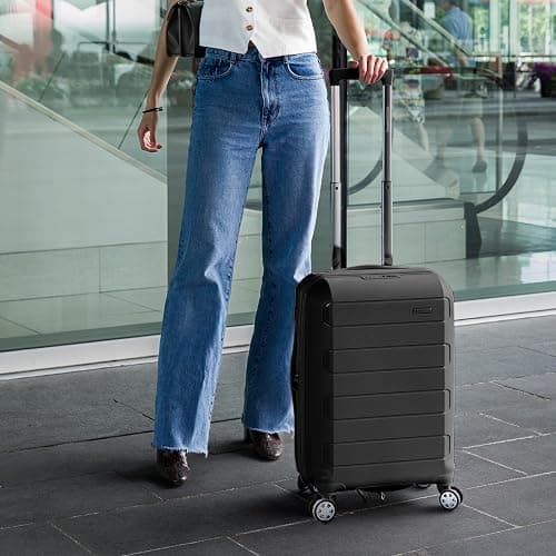 Traveler's Choice Pagosa Indestructible Hardshell Expandable Spinner Luggage, Black, 2-Piece Set (22/26) thumbnail 2