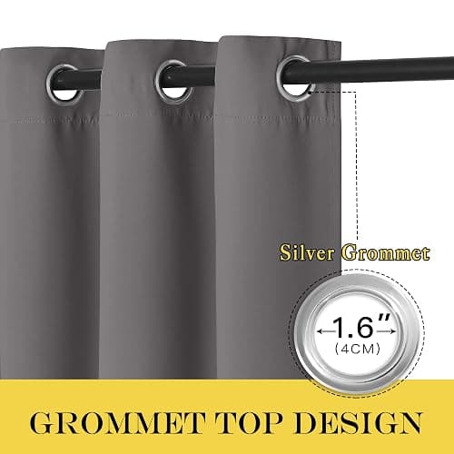 NICETOWN Grey Blackout Patio Sliding Door Curtains 84 inch Length, Grommet Room Divider Thermal Insulated Curtain Drapes for French Door/Living Room (Gray, W100 x L84, 1 Panel) thumbnail 4