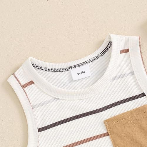 farrubbyine8 Baby Boy Summer Clothes Striped Tank Tops Camisoles and Shorts Newborn Boys Spring Summer Outfit thumbnail 5
