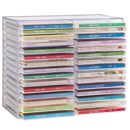 STORi Stackable Clear Plastic CD Organizer with Rubber Feet | Rectangular Jewel Cases Holder Perfect for Theatre Room | Holds up to 30 CD Cases | Made in USA thumbnail 9