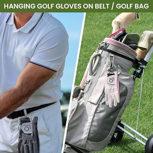 FINGER TEN Golf Glove Grabber Holder with 360° Metal Carabiner Clip 2 Pack, Universal Both Sides Grabber Keeper Strap Quick Storage Gloves, Lightweight Portable Easy Clip-On for Bags thumbnail 7