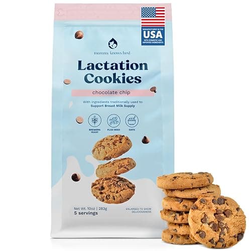 Lactation Cookies Breastfeeding Supplement - Chocolate Chip - Support Mothers Breast Milk Supply Increase - with Brewers Yeast Powder, Oat Flour, and Flax for Lactation - Fenugreek Free - 10oz - Image 1