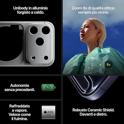 Apple iPhone 17 Pro Max 256 GB: display 6,9", ProMotion fino a 120Hz, chip A19 Pro, autonomia mai vista su iPhone, sistema di fotocamere Pro Fusion, fotocamera frontale Center Stage; Arancione cosmico thumbnail 4
