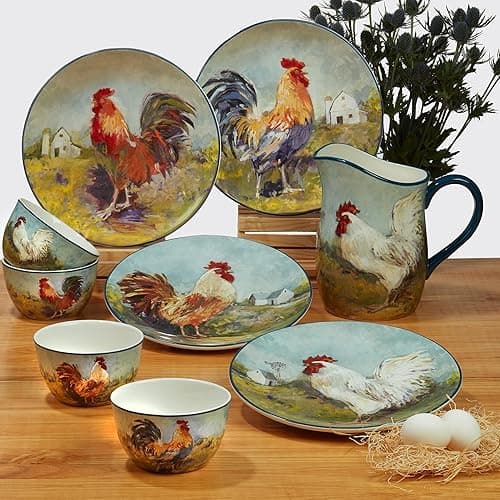 Certified International Rooster Meadow 9" Salad/Dessert Plates, Multicolored, Medium, Set of 4 thumbnail 3