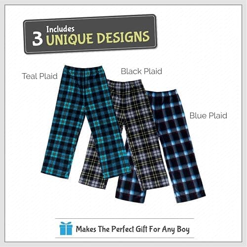 Mad Dog Concepts Boys Pajama Pants - Soft Micro Fleece PJ Bottoms for Kids Printed Plaid Design Boy's Sleepwear Size 6–20 3PK thumbnail 4