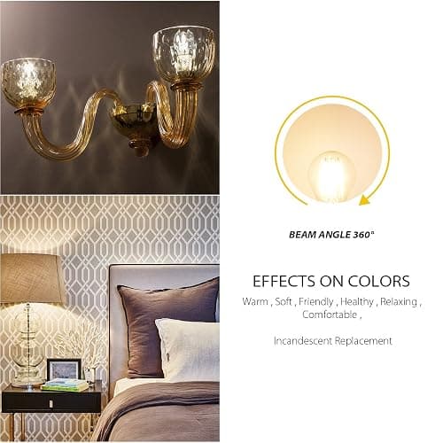 LVWIT G14 LED Filament Globe Bulb 4.5W(60W Equivalent), Dimmable 2700K Warm White Light E26 Screw Base, Decorative Edison Light Bulb, UL-Listed(12-Pack) - 4w-transparent - 12 Count (Pack of 1) thumbnail 6