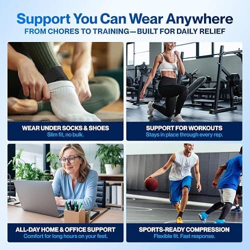 Modvel Foot & Ankle Brace Socks for Sprained Ankle Compression Sleeve - Plantar Fasciitis Relief Brace, Foot Support for pain Women & Men - Tendonitis & Arthritis Feet Sleeve, Stabilizing Ankles Wrap thumbnail 6