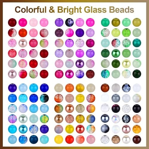 XSEINO About 3600pcs 8mm Glass Beads Making Kit,6Box-144 Colors Dreamy Series Colorful Crystal Beads for Making,DIY Crafts thumbnail 3