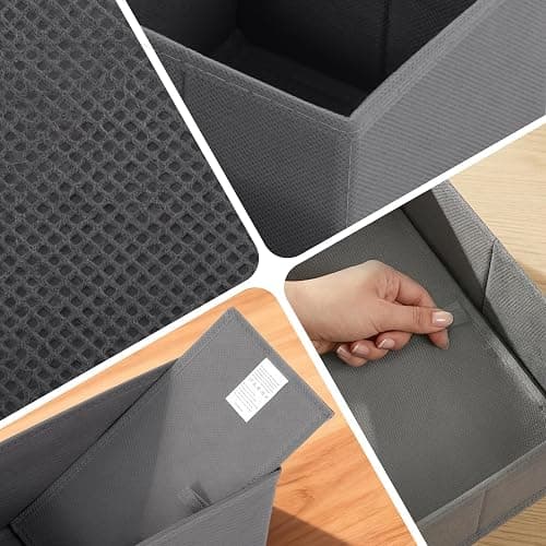 Sekey Schubladen Organizer, Schubladenbox für Malm Kommode, Stoff-Aufbewahrungsbox als Ordnungssystem für Kleidung, Unterwäsche und Socken – 12er Set, Faltbar, Dunkelgrau thumbnail 9