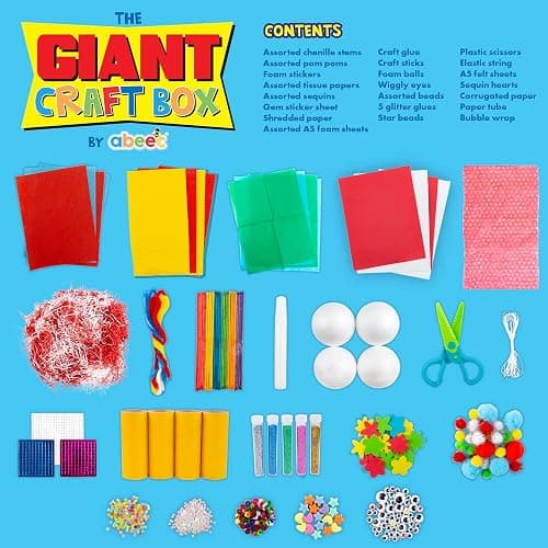 abeec Giant Craft Kit for Kids | 1000+ Piece Art & Craft Supplies Box | DIY Arts Set with Pom Poms, Beads, Stickers & More | Creative Activities for Boys & Girls | Gift for Ages 5+ thumbnail 2