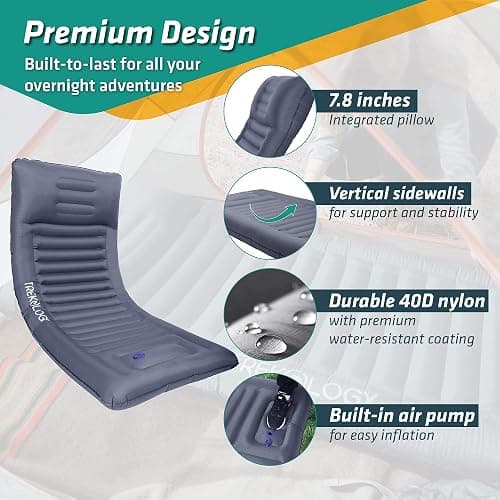 TREKOLOGY Sleeping Pad for Camping - Infaltable Mat – 73.2"x 29.9" Premium with Built‑in Pump, Neck‑Support Pillow, Thick 4.9" Height – Ultralight Sleep Pad for Tent, Backpacking & Travel thumbnail 7