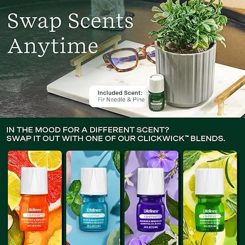 Lifelines Plant Diffuser with Modern Planter, Boxwood - Rechargeable Aromatherapy Diffuser, Artificial Faux Plants Home & Office - ClickWick Essential Oil Blend Included thumbnail 4