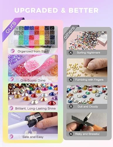Flatback Rhinestones for Bedazzling Kit with Glue, for Nail Gems and Charms | 3mm, 40 Colors, Diamond Art Accessories with B7000 Glue, Nail Art Tools, DIY Crafts, for Phone Cases, Tumblers & Clothes thumbnail 3