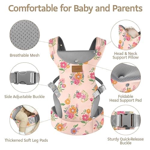 YooxArmor Baby Carrier, Ergonomic Adjustable Toddler Carriers for 7-33 Lbs, Cozy Lightweight Infant Carrier with Neck Support, Baby Chest Carriers with Lumbar Support for Parents (4-36 Months) thumbnail 3